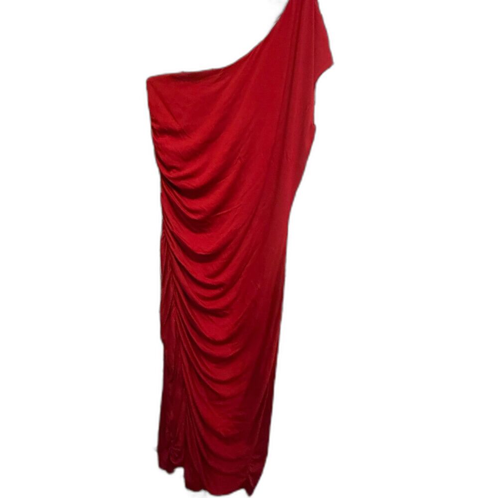 Red One Shoulder Ruched Bodycon Dress by Bar III New With Tags